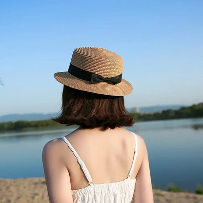 COKK Panama Hat Simple Summer Beach Hat Female Casual Girls