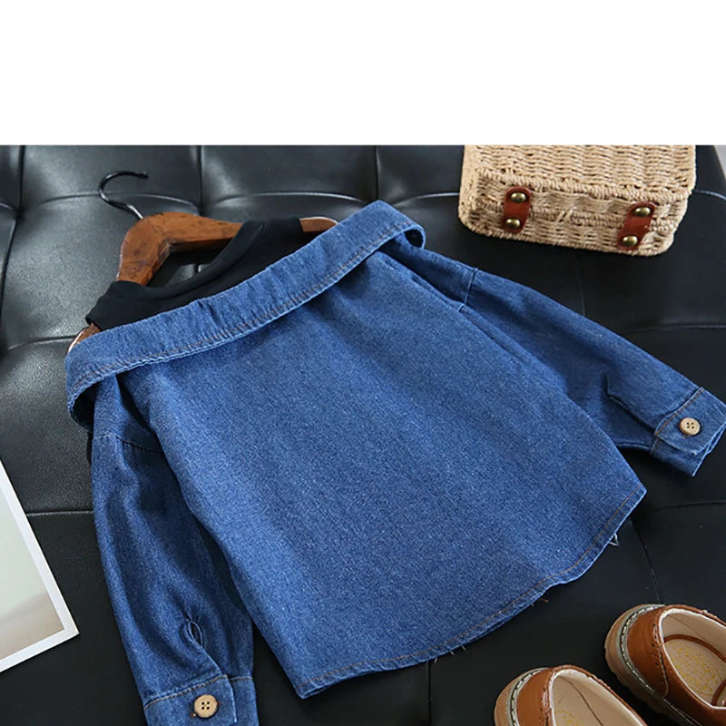 Little Girls Blouse Shirt Casual Jeans Fall Toddler Baby Girls Denim