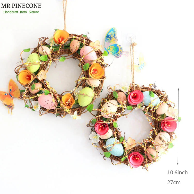 Happy Easter Eggs Door Rattan Wreath, Wedding Party Supplies, Home Decoration