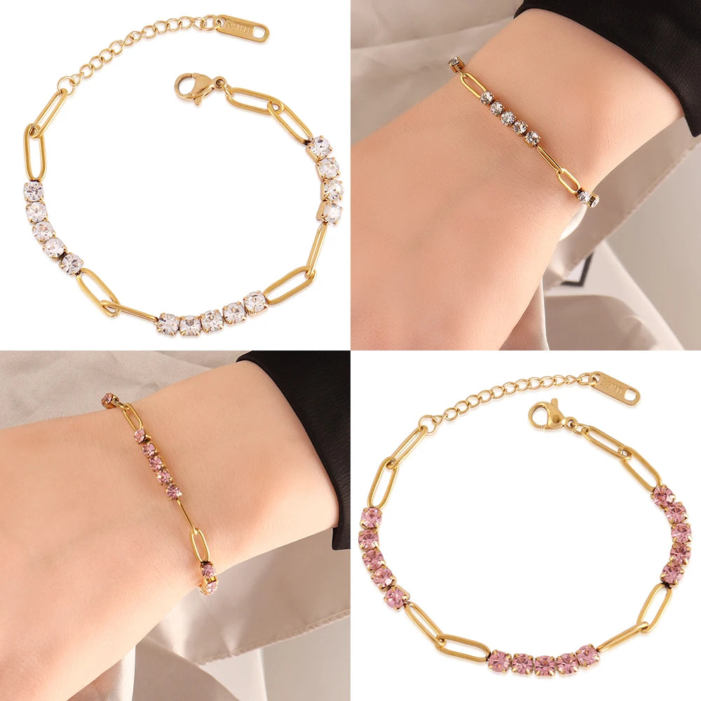 Fashion Stainless Steel Bracelet Femme Adjustable Bracelets 4mm Zircon Bracelet