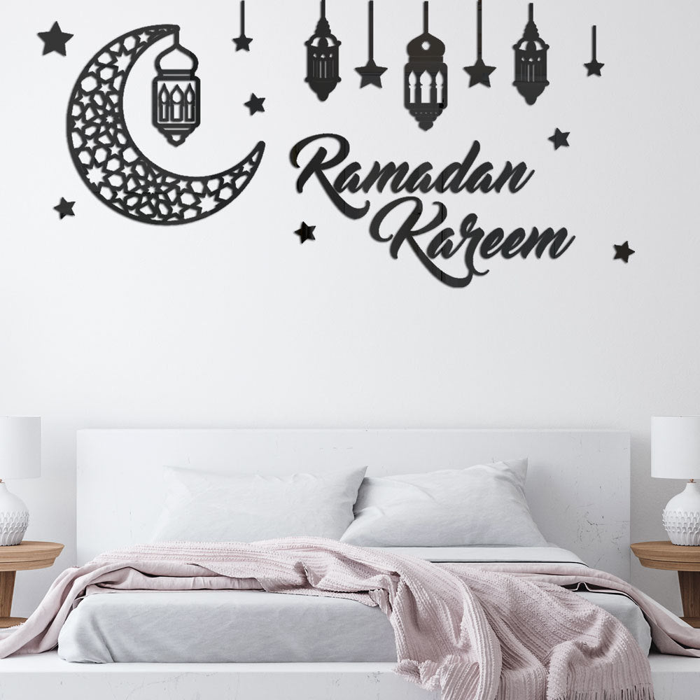 Muslim Islam Eid Mubarak Ramadan Crystal Mirror Wall Sticker Room Decorations