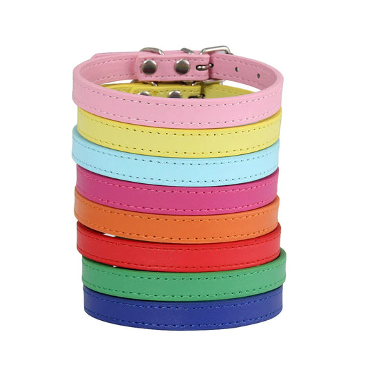 Colorful Leather Puppy Cat Collar Cute Kitten Necklace Name Personalized Collar