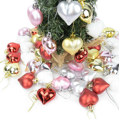 12Pcs Plastic Heart Ornament for Christams Tree Decor Christmas Balls