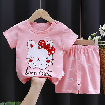 Fashion Baby Girls Clothes Summer Baby Girls Sets Cute Girls T-Shirt + Shorts