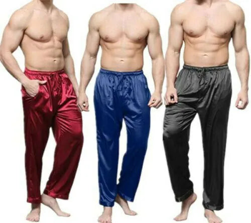 Men's Classic Satin Pajamas Sleepwear Pyjamas Pants Sleep Bottoms Night Wears