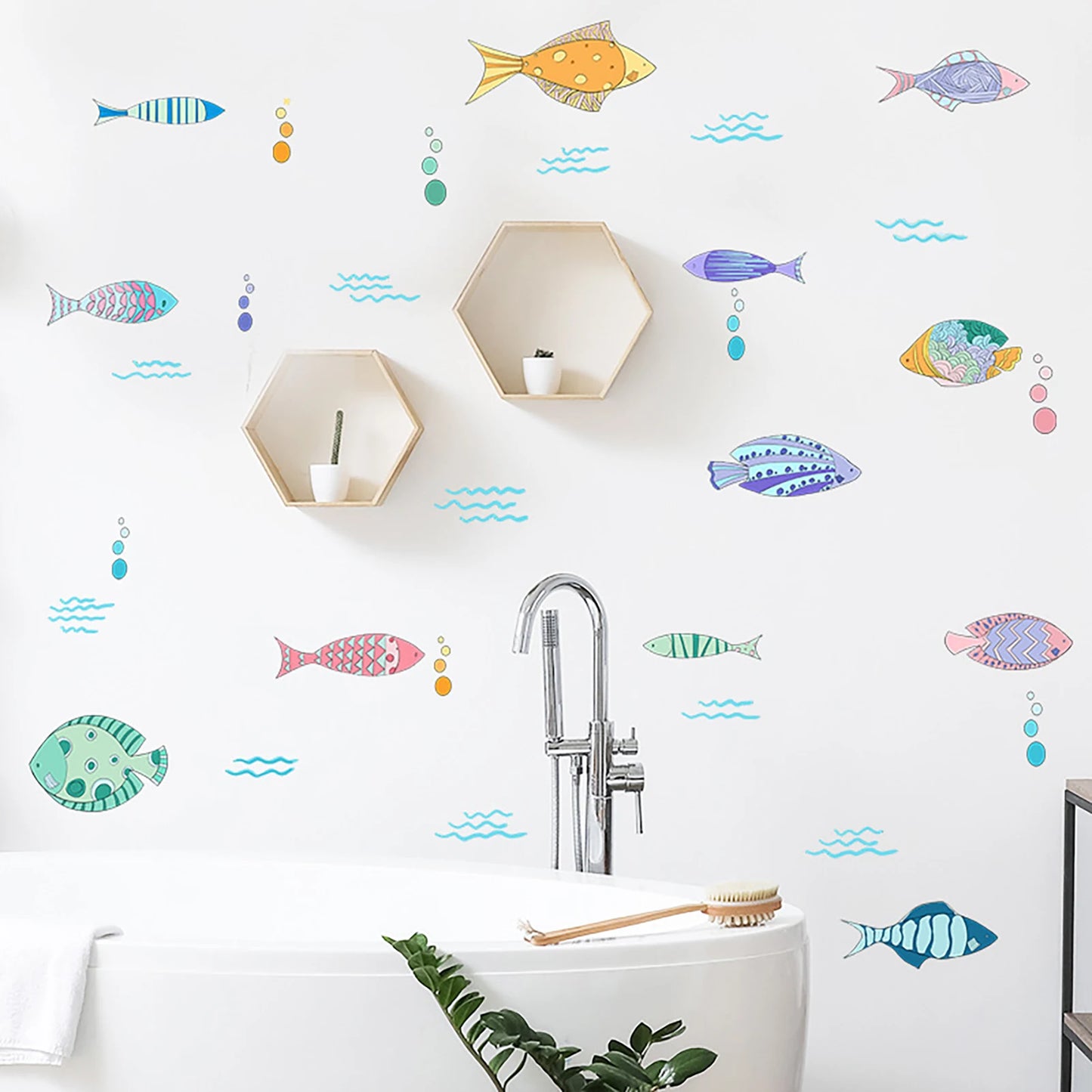 Fish Wall Stickers Bathroom Wall Sticker Wallpaper Wall Art for Kids Ocean Theme