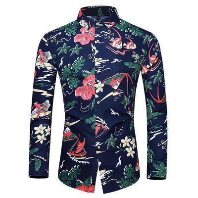 Casuals Shirt Men Autumn New Arrival Personality Printing Long Sleeve Shirts