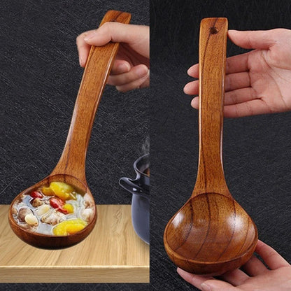 1PC Wooden Soup Spoon Dessert Rice Soup Spoon Teaspoon Cooking Spoons