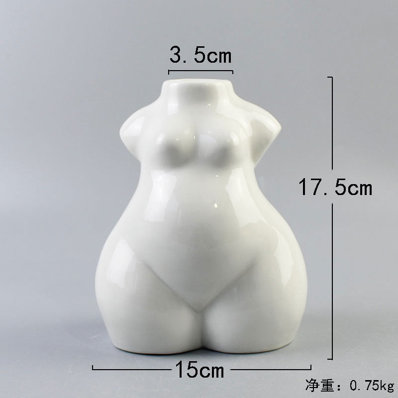 Hot Sale Modern Nordic White Ceramic Body Vases for Home Decor Art Sculptures