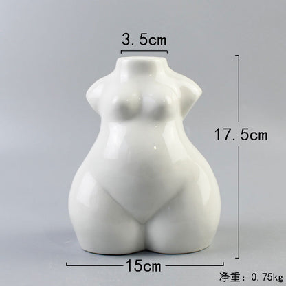 Hot Sale Modern Nordic White Ceramic Body Vases for Home Decor Art Sculptures