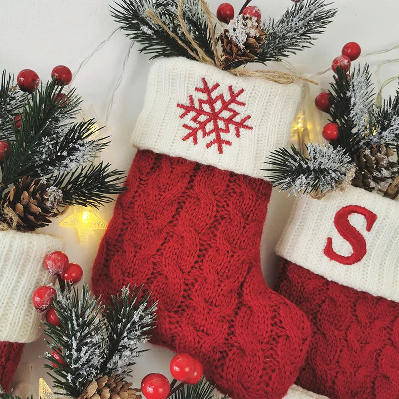 Letters Christmas Stocking New Knitting Christmas Tree Pendant Decorations