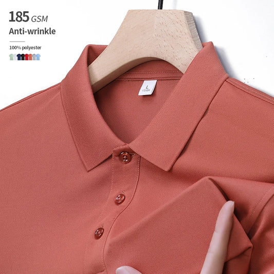 185 GSM Anti-Wrinkle 100% Polyester Custom Wholesale Golf Shirts Men Clothes