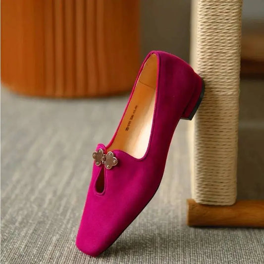 Ladies Flat Shoes Round Toe Solid Color Single Shoes Retro Elegant Shoes Casual