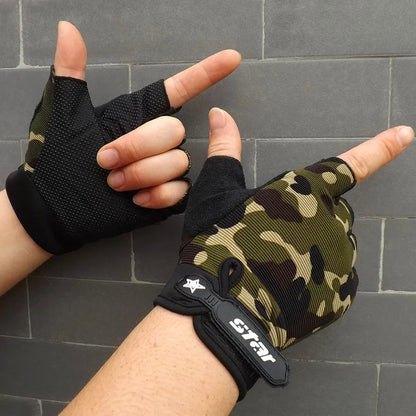 (S-2XL)Adult Kids Tactical Half Finger Fishing Gloves Anti-Slip Outdoor Sport