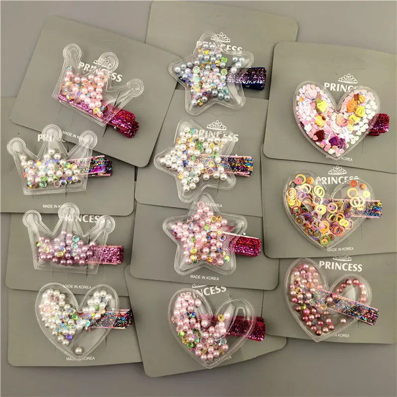 Glitter Star Crown Barrettes Hair Clips for Girls Hair Accessories Twinkle