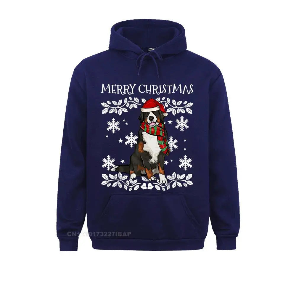 Merry Christmas Ornament Bernese Mountain Dog Xmas Santa Pullover Hoodies