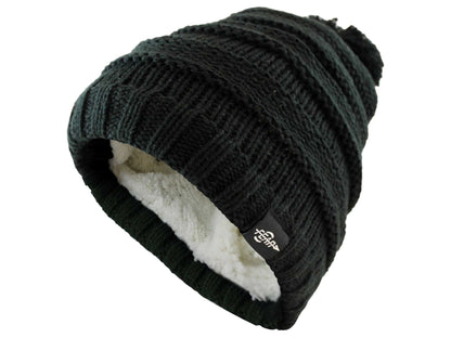 Warmest Plush Insulated Black Beanie Hat Winter Beanies Knitted