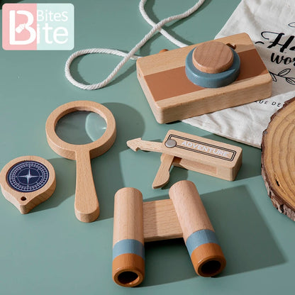 Montessori Adventure Set Wooden Telescope Compass Toy Set