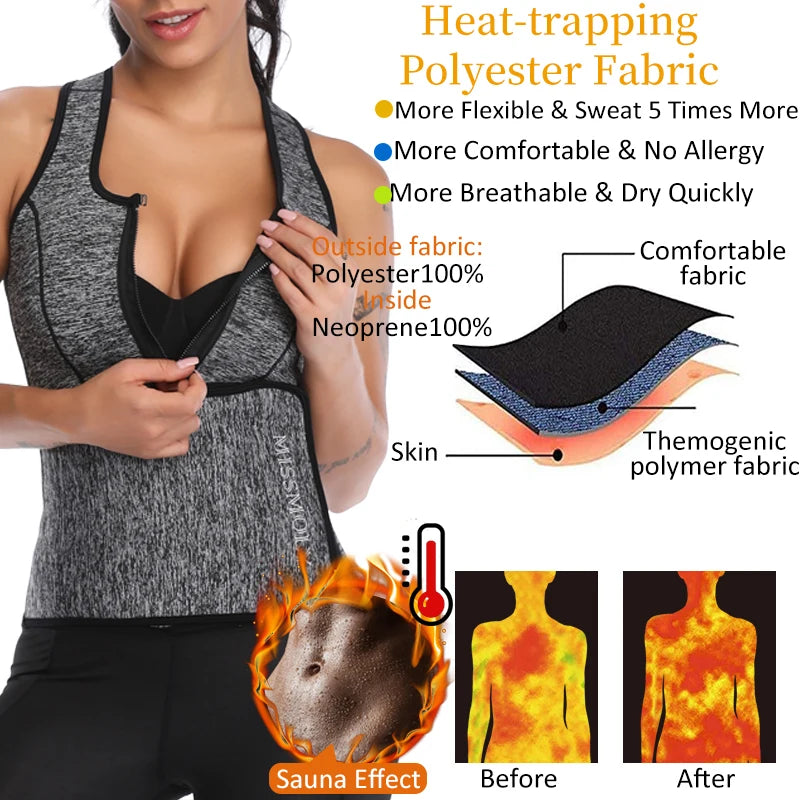 Women Neoprene Waist Trainer Sweat Sauna Suit Waist Cincher Slimming Vest