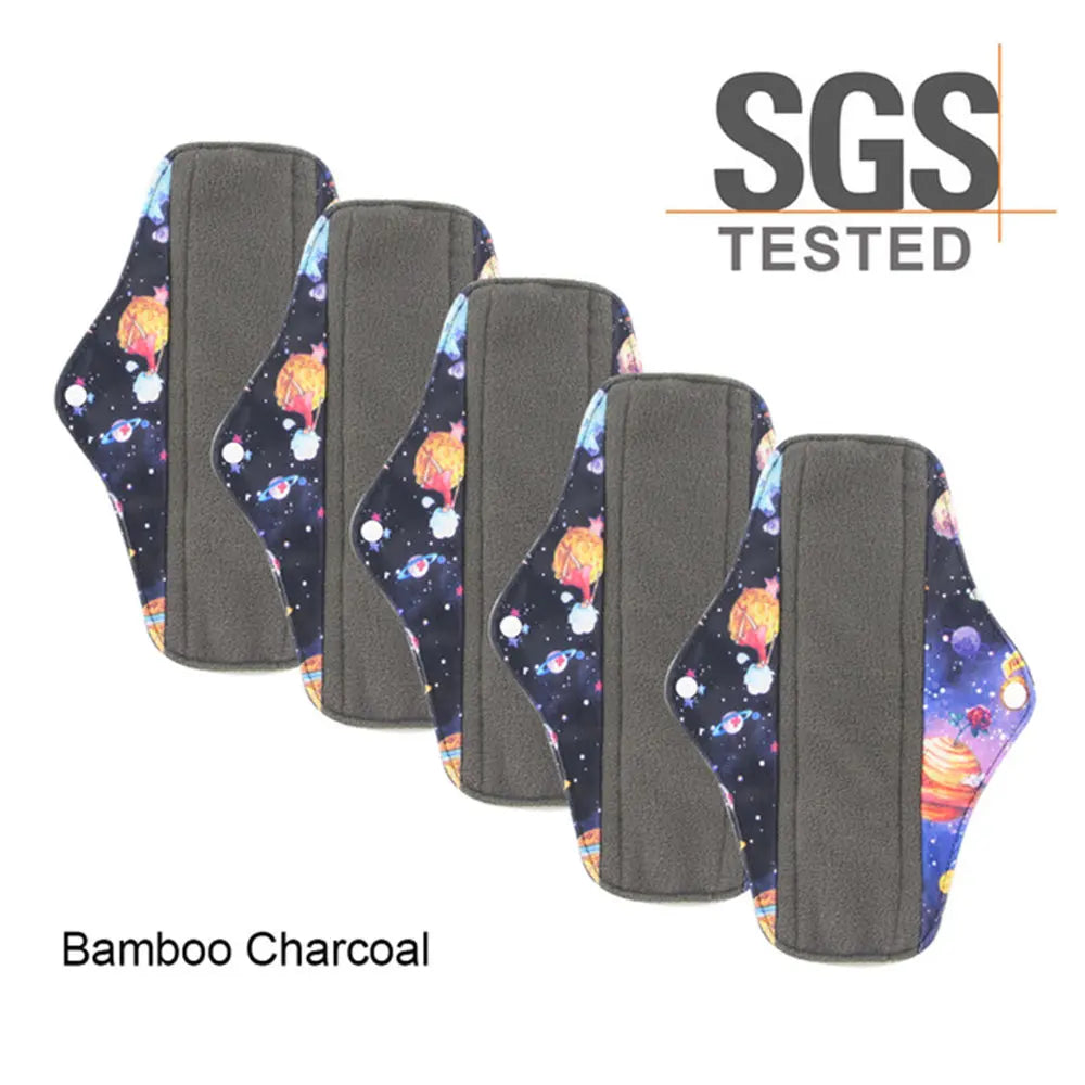 Reusable Women Bamboo Charcoal Cloth Sanitary Pads Washable Pad Leak-Proof