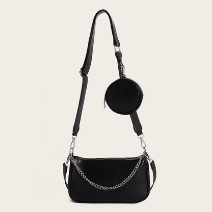 Women Soft PU Leather Shoulder Bag Fashion Female Daily Solid Chain Underarm