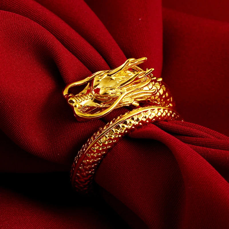 Adjustable Retro Dragon and Phoenix Couple Ring Engagement Ring Beautiful