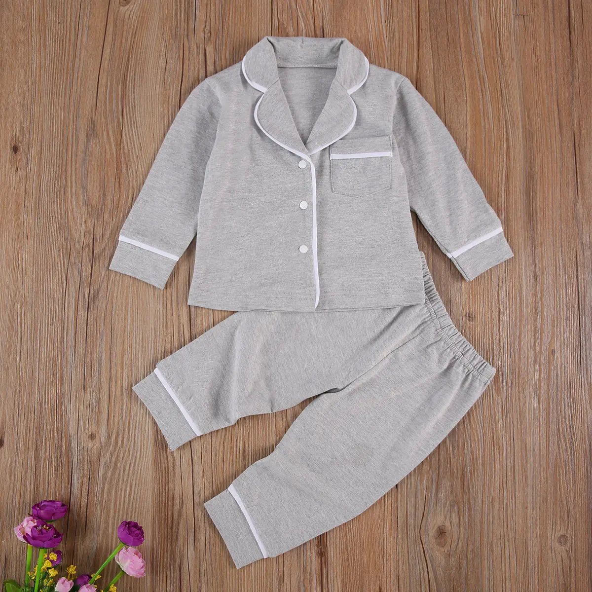 Infant Kids Baby Girls Boys 2Pcs 100% Cotton Pajama Sets Long Sleeve Jacket