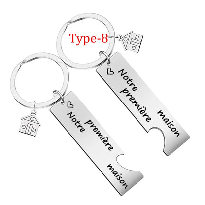 1/2Pcs Home Keychain Engraved Our First Home House Keyring 2023 2024 Couples Ho