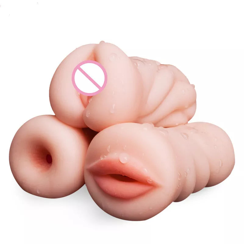 4D Realistic Deep Throat Men Silicone Artificial Vagina Mouth Anal Erotic