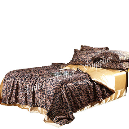 Juntu Leopard Print Luxury Silk Bedding Set Mulberry Silk Beddings