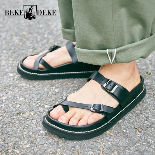 High Quality Mens New Genuine Leather Vintage Sandals