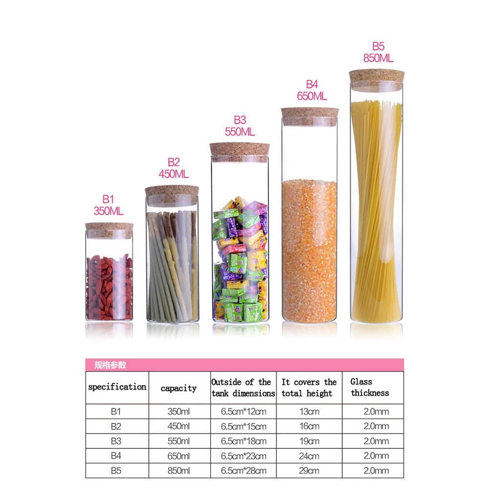 Transparent Glass Jars Seal Jars Grains Storage Bottles Spice Jar Kitchen