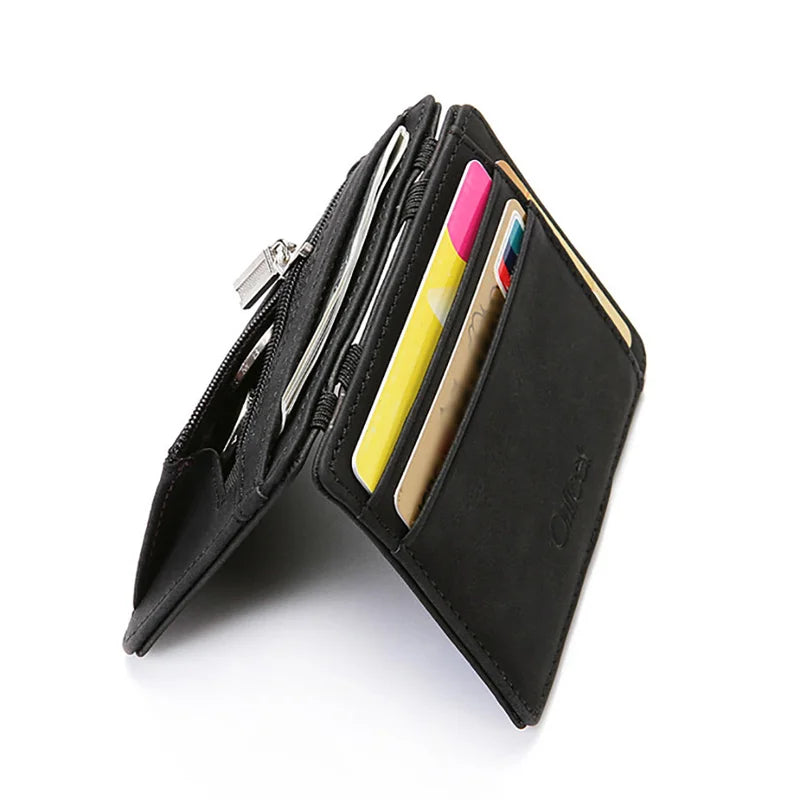 Ultra Thin Mini Wallet Men's Small Wallet Business PU Leather Magic Wallets