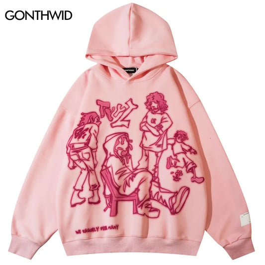 Hip Hop Hoodie Sweatshirts Y2K Streetwear Japanese Anime Cartoon Print Hooded