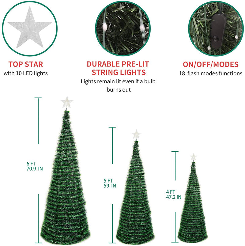 New Arrival Easy Assembly Foldable Artificial Christmas Tree With Star IP65 RGB