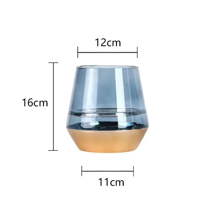 Gilded Base Glass Vase Transparent Hydroponic Flower Pots