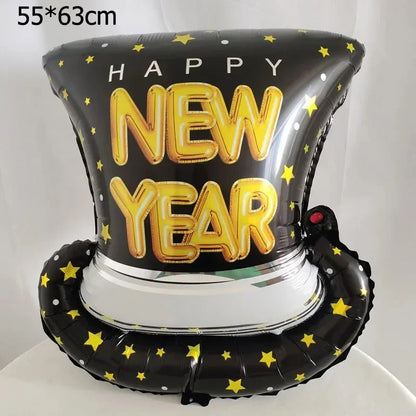 2025 Happy New Year Balloons Banner Rose Gold Number Letter Aluminum Foil