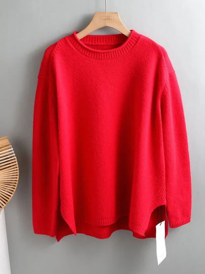 O-Neck Oversize Thick Sweater Pullovers Women Loose Cashmere Turtleneck Sweater