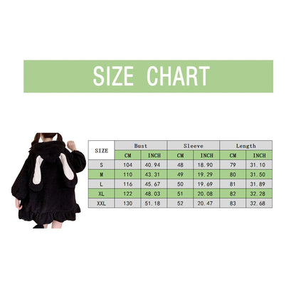 Kawaii Hoodies Women Lambswool Oversized Bunny Ears Long Sleeve