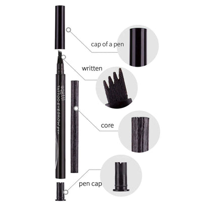 Eyebrow Pencil With 4 Claws Wild Eye Brows Waterproof Brow Tint Pen Long