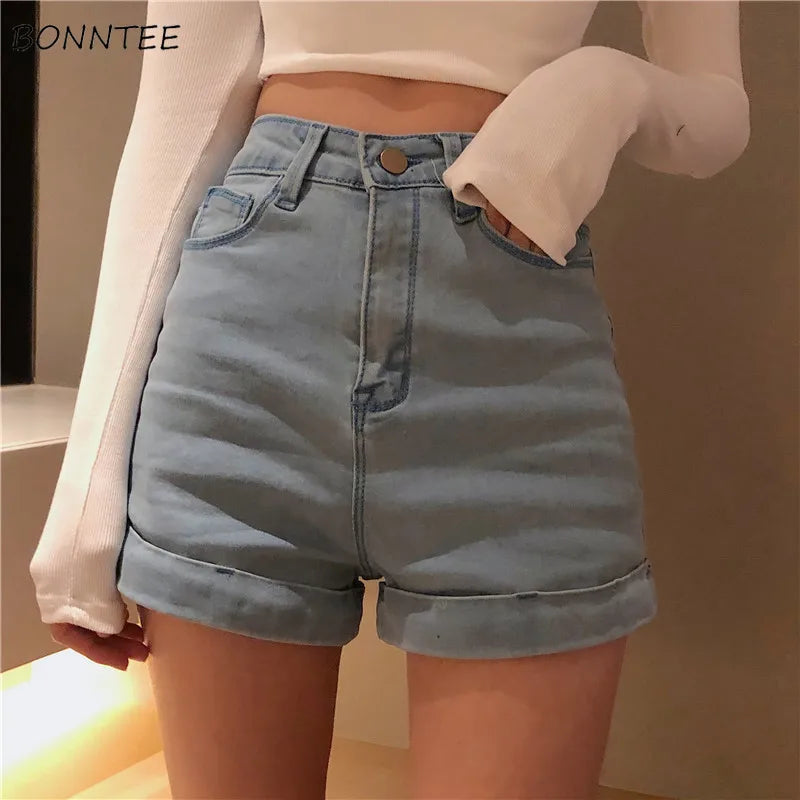 Shorts Women Summer Korean Chic Retro High Waist Slim Womens shorts