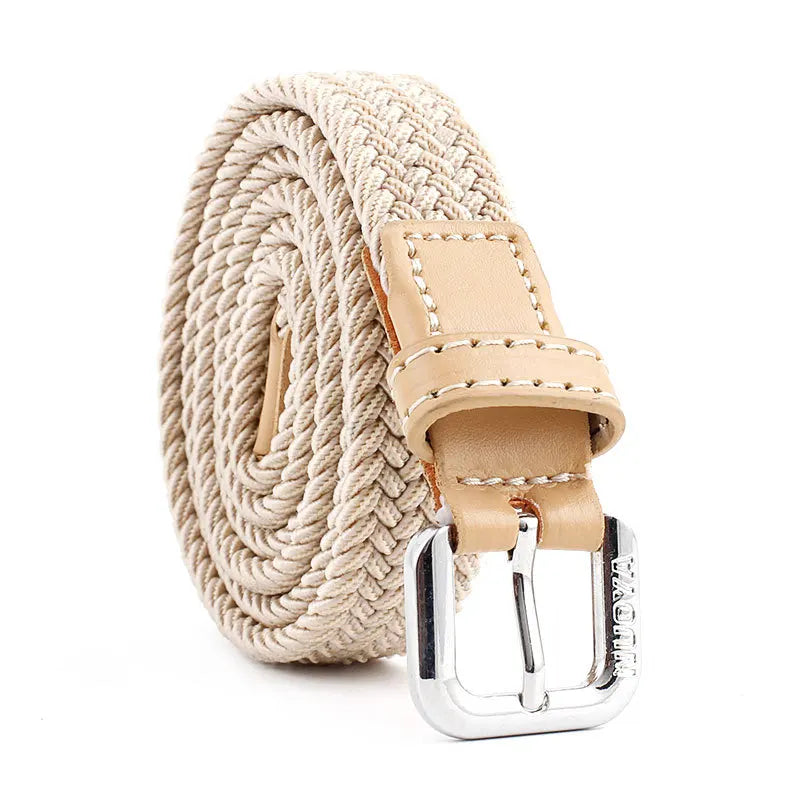 Casual Kids Belt Woven Stretch Solid Color Men's Fashion Knit Pin Buckle