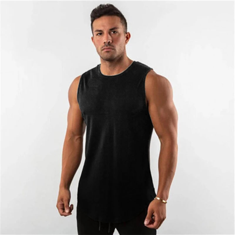 New Summer Plain Mens Running Vest Men Gym Clothing Bodybuilding Fitness Tank