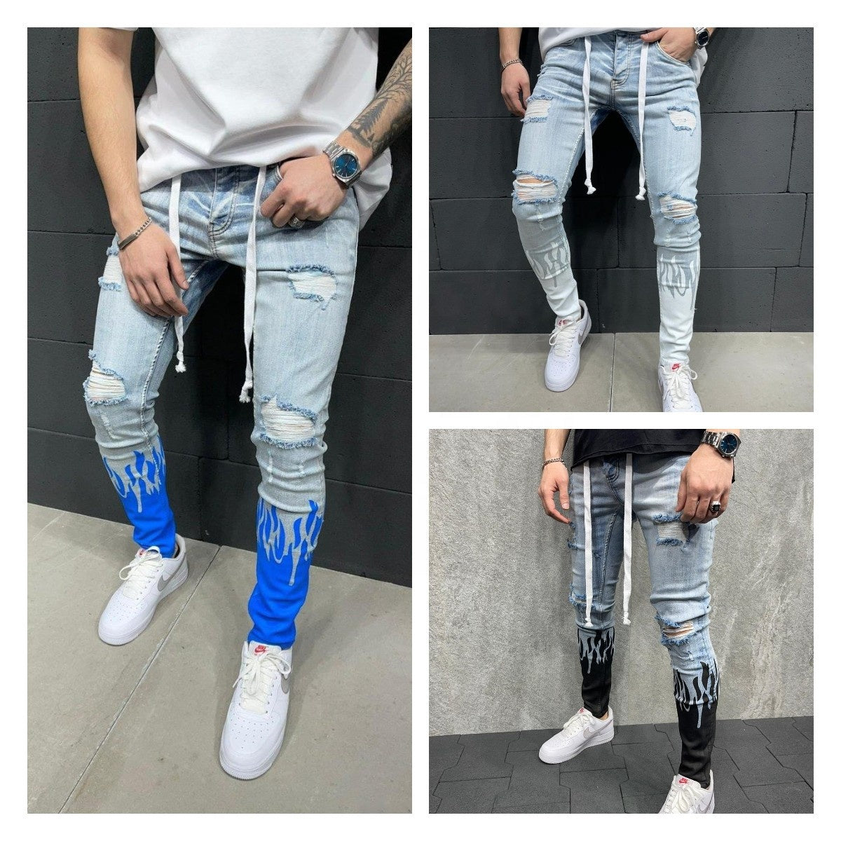 NS033 Hollow Out Print Fashion Fashion 2022 Men Jeans Pants Mens Trousers Pants