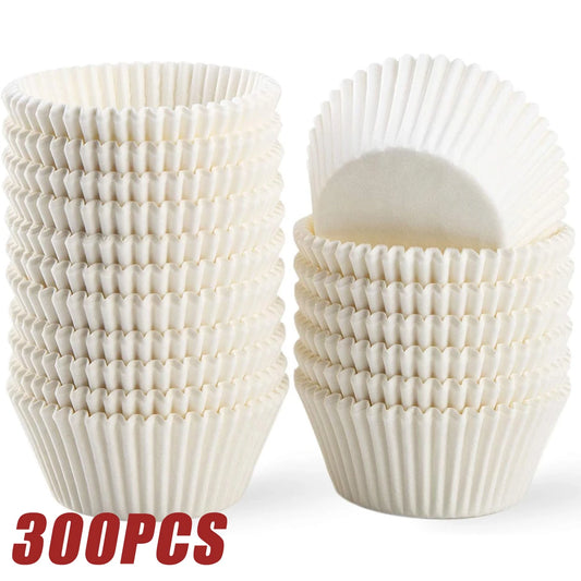 100-300pcs Disposable Pure White Cupcake Liners Food Grade Paper Cup Cake