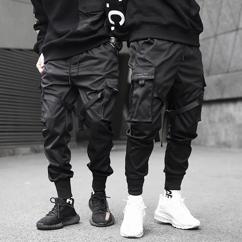 Men Multi-Pocket Elastic Waist Design Harem Pant Men Streetwear Punk Hip Hop