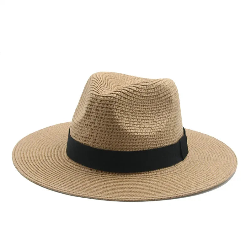 Hats for Women Bucket Sun Hats Ribbon Band Men Hat Straw Summer Panama Formal