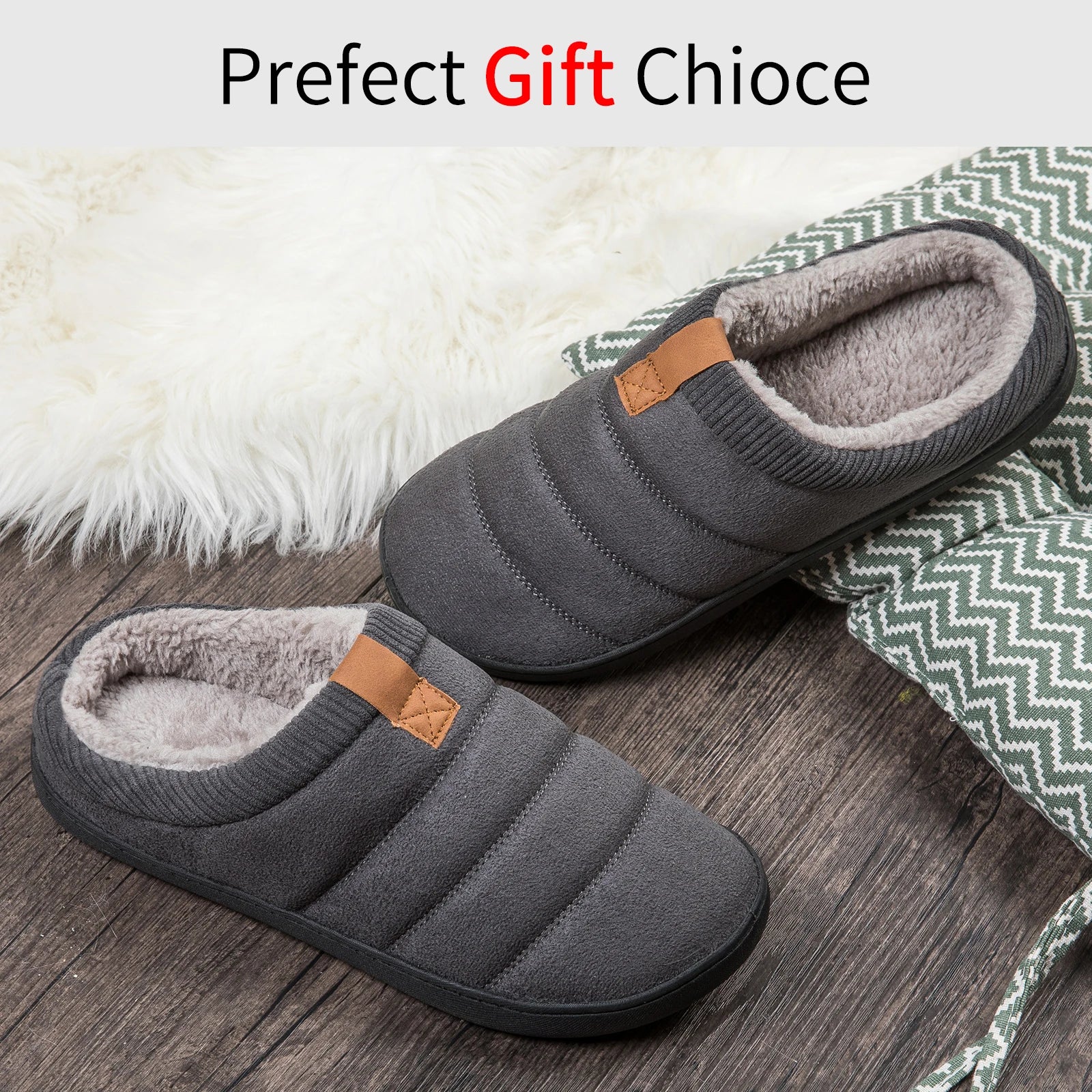 BOREE Men's Slipper Solid Color Autumn and Winter Home Slipper for Men Warm