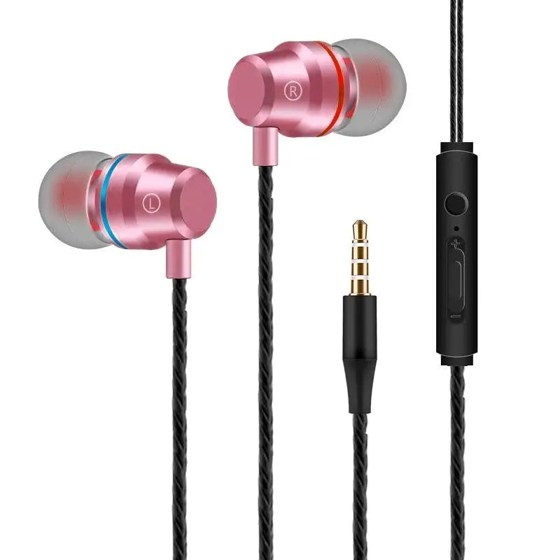 Aux 3.5mm Wired Headphones Microphone In-Ear Music Sports Stereo Earphones Noise