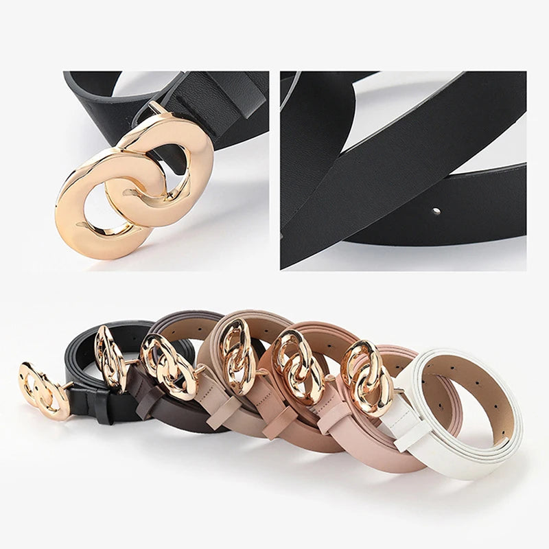 Pu Leather Belt Women Waist Luxury Black Belts for Jeans Dresses Woman